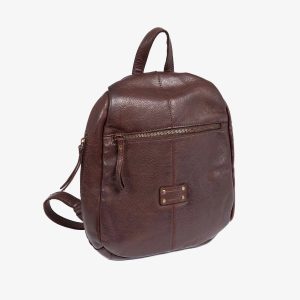 Mochila compacta Piel Lavada Antirrobo Matties color Marrón