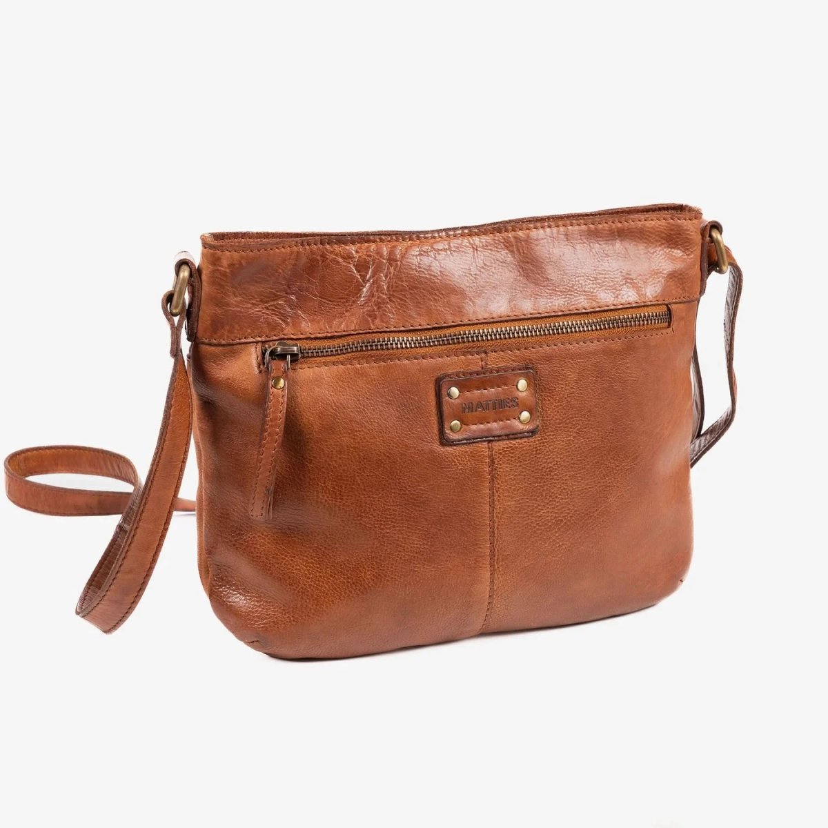 Bolso Bandolera Mediana Piel Lavada Matties Cuero