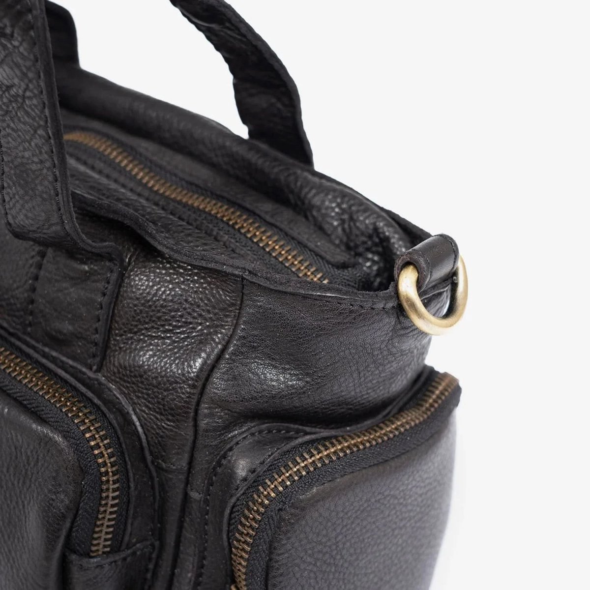Bolso de Mano con Bandolera multibolsillos Piel Lavada Matties Negro - Imagen 4