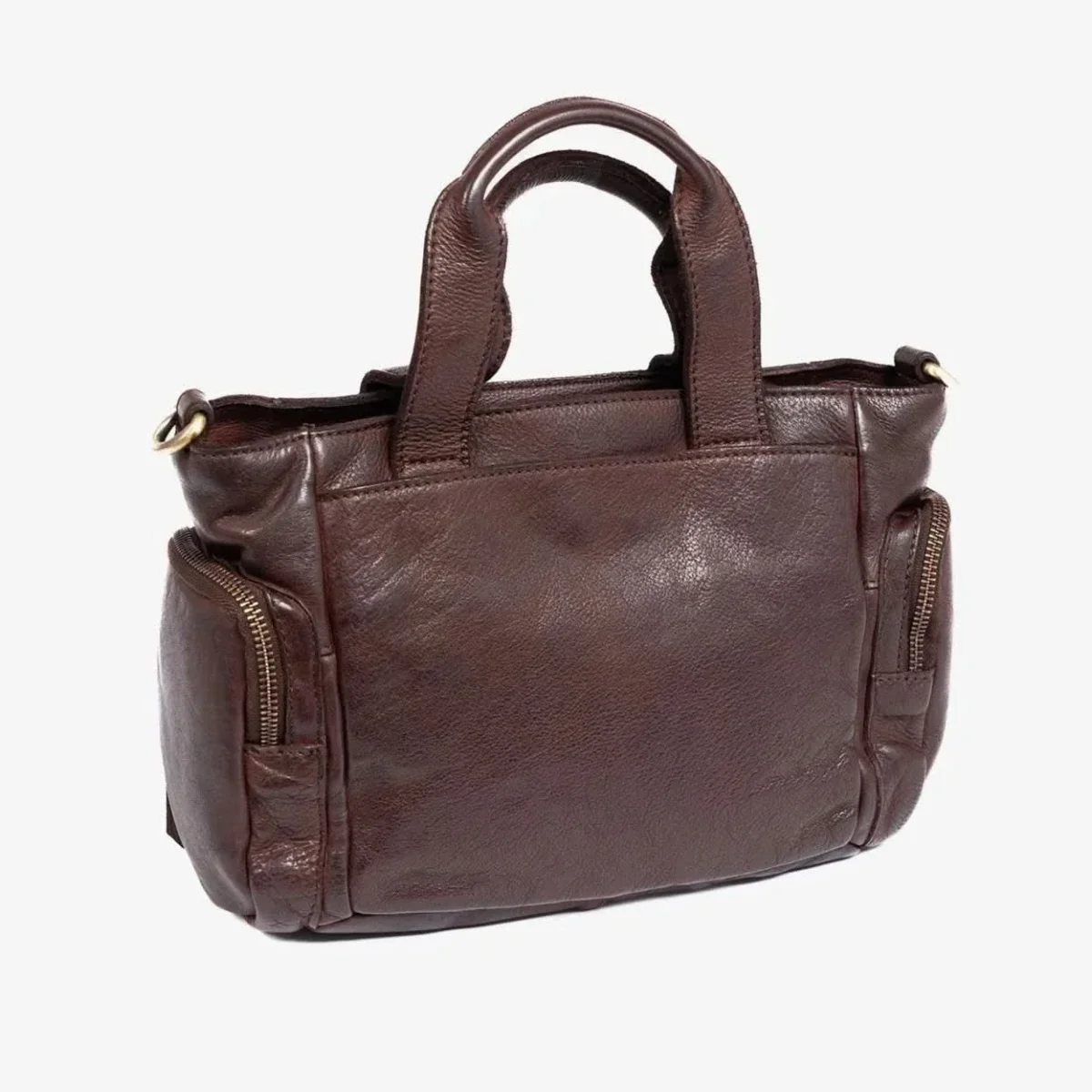 Bolso de Mano con Bandolera multibolsillos Piel Lavada Matties Marrón - Imagen 3