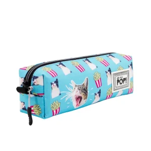 Oh My Pop! Angry Cat-Estuche Portatodo Cuadrado HS, Turquesa