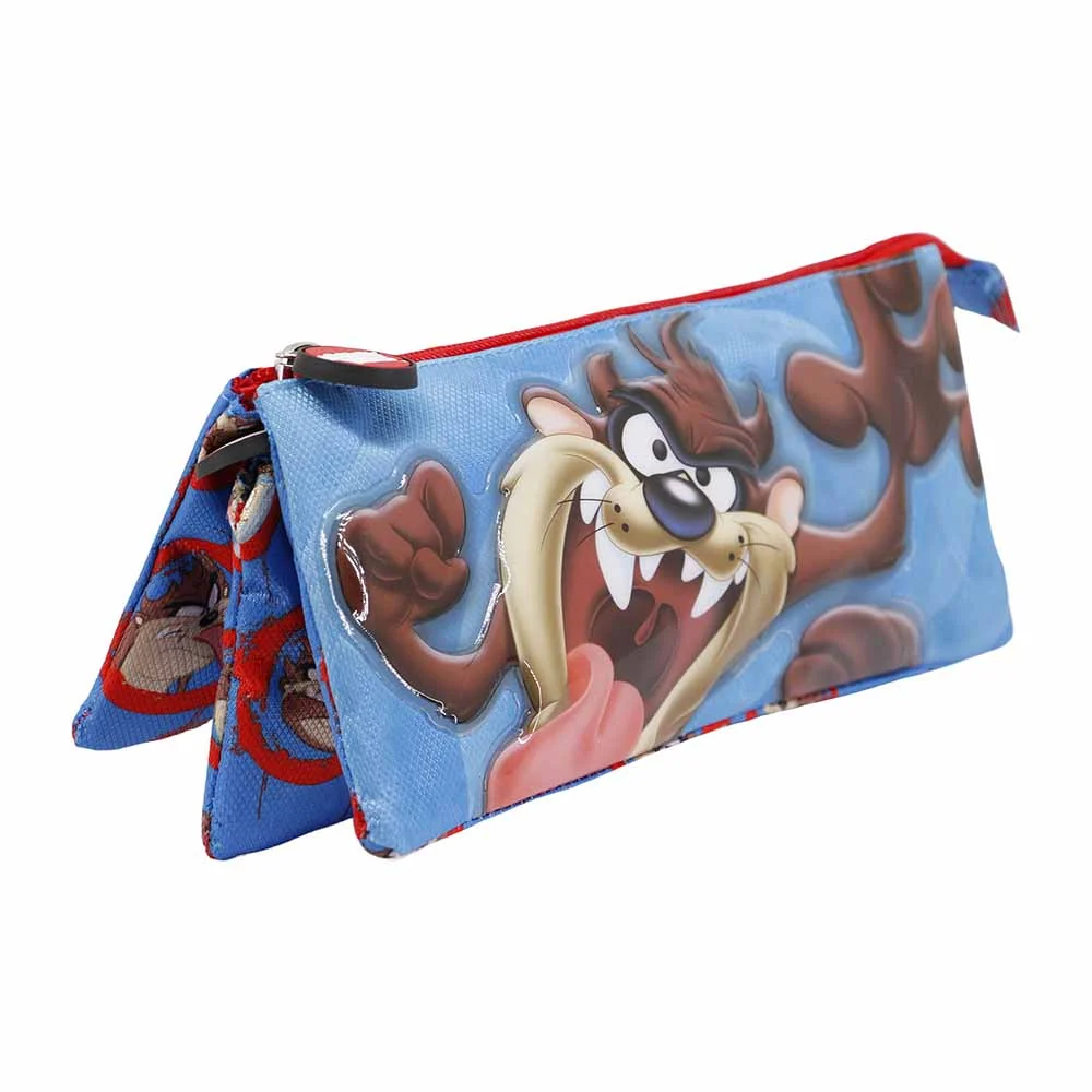Looney Tunes Taz Tasmanian-Estuche Portatodo Triple, Azul - Imagen 3