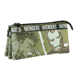 Marvel Los Vengadores Shout-Estuche Portatodo Triple FAN, Verde Militar
