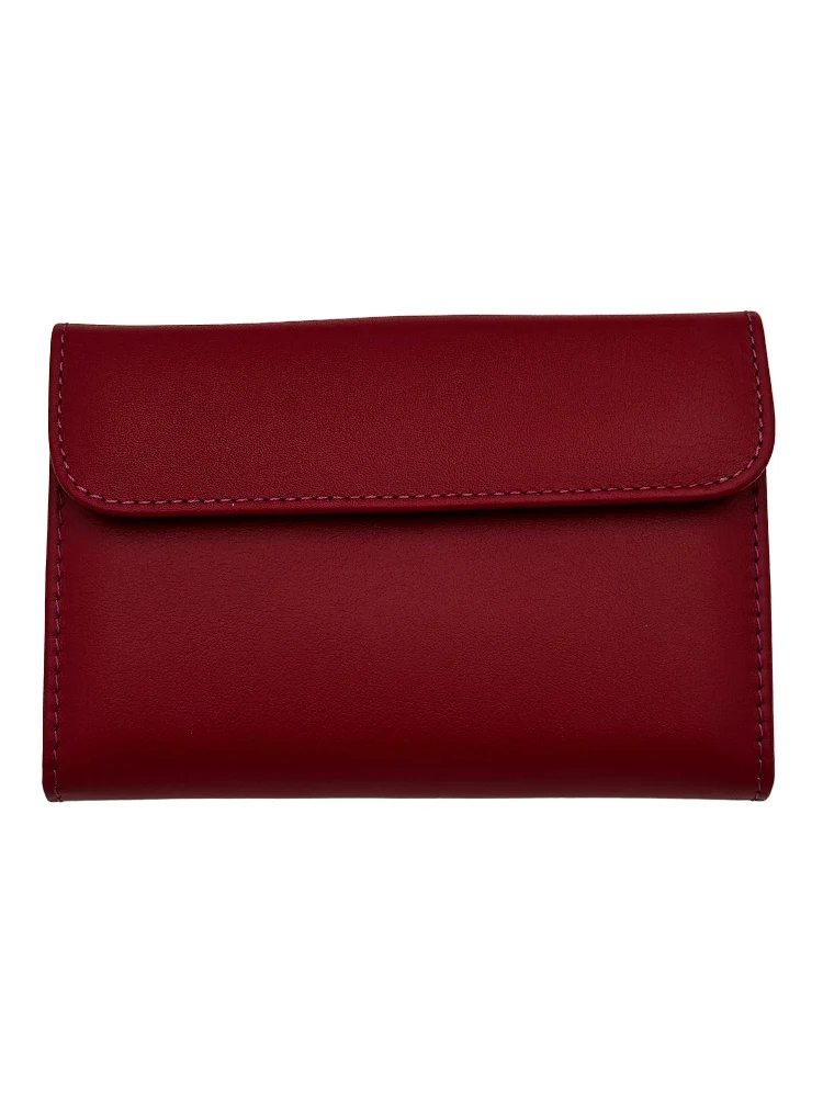 Billetero de Piel Vacuno Monedero clic Amichi Classic Rojo 14,5x10cm - Imagen 4