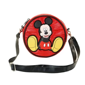 Disney Mickey Mouse Shoes-Bolso Bandolera Redondo Padding, Rojo