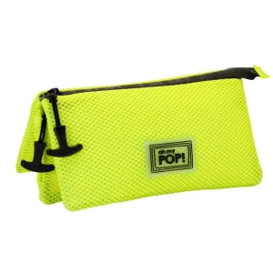 Oh My Pop! Yellow Neon-Estuche Portatodo Triple Mesh, Amarillo