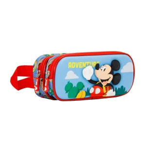 Disney Mickey Mouse Adventure-Estuche Portatodo 3D Doble, Multicolor