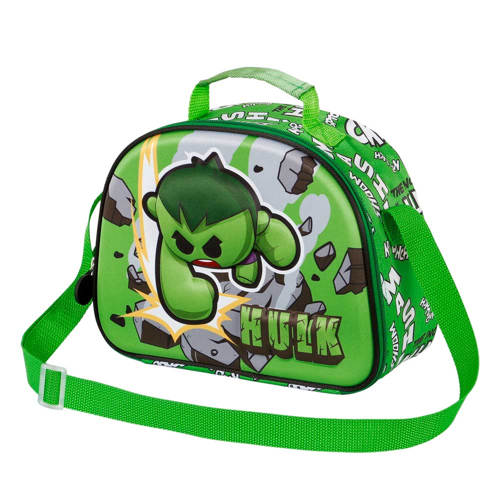 Marvel Hulk Greenmass-Bolsa Portamerienda 3D, Verde - Imagen 2