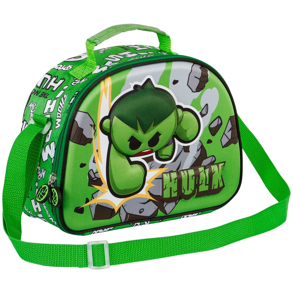Marvel Hulk Greenmass-Bolsa Portamerienda 3D, Verde - Imagen 4