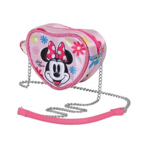 Disney Minnie Mouse Floral-Bolso Bandolera Corazón Mini, Rosa