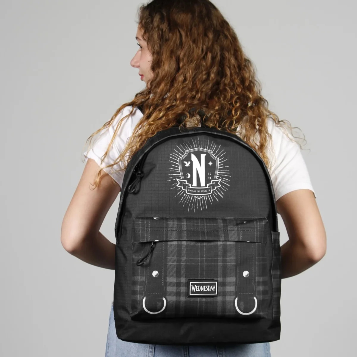 Wednesday Miércoles Chains-Mochila HS PLUS, Negro - Imagen 7