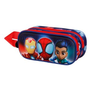 Marvel Spiderman Glow-Estuche Portatodo 3D Doble, Azul