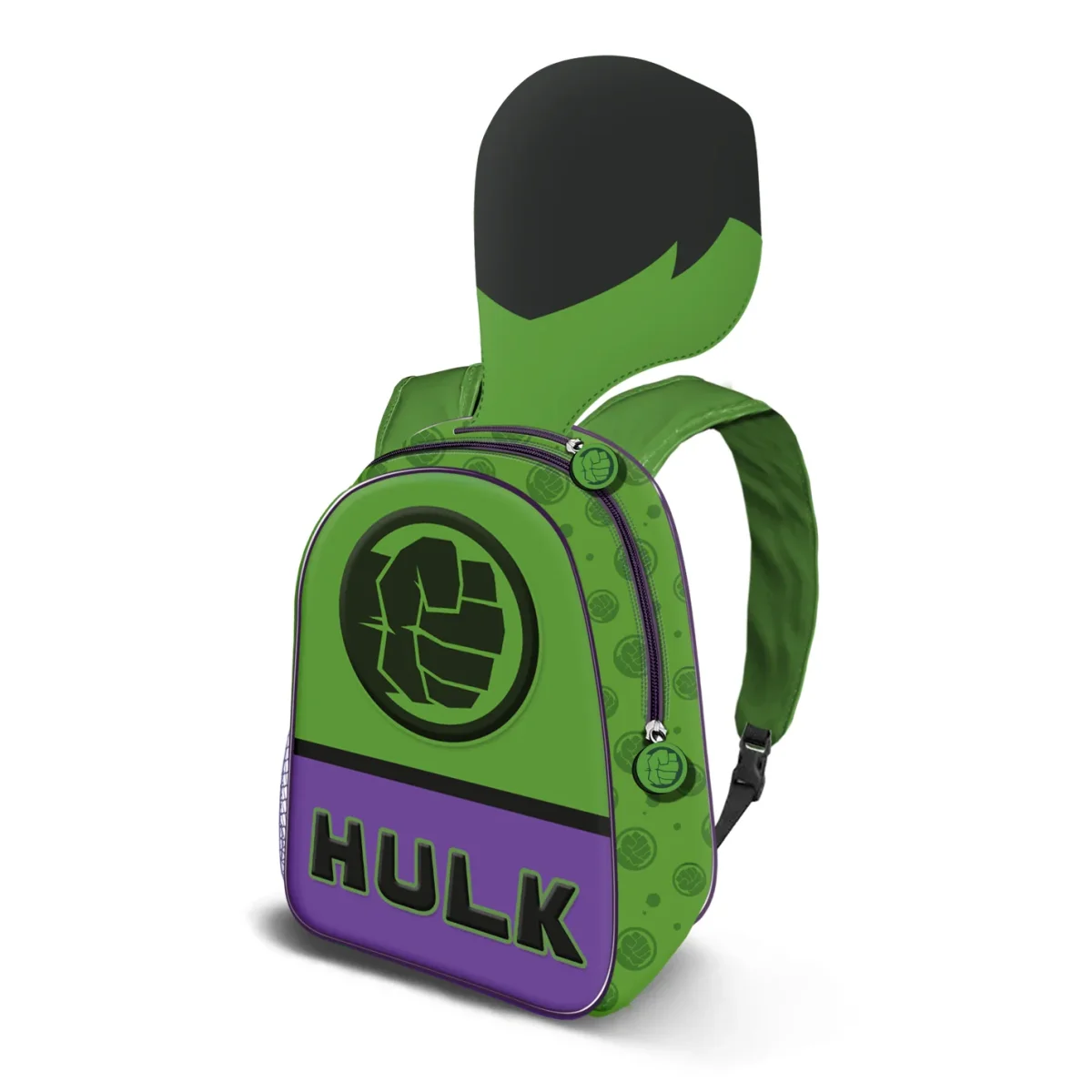 Marvel Hulk Go!-Mochila con Capucha Hood, Verde - Imagen 3
