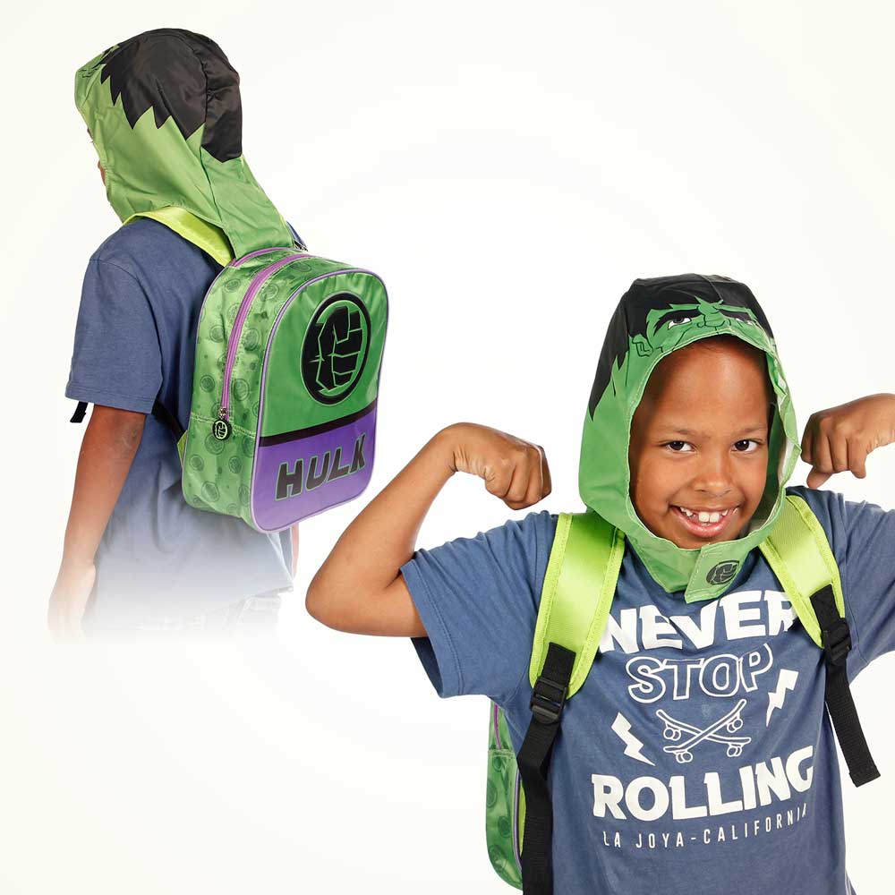 Marvel Hulk Go!-Mochila con Capucha Hood, Verde - Imagen 5