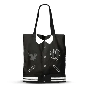 Wednesday Miércoles Varsity-Bolsa de la Compra Shopping Bag, Negro