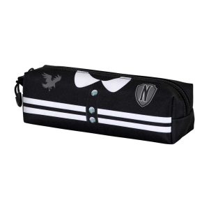 Wednesday Miércoles Varsity-Estuche Portatodo Cuadrado FAN 2.0, Negro