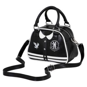 Wednesday Miércoles Varsity Casual-Bolso Bowling Fashion, Negro