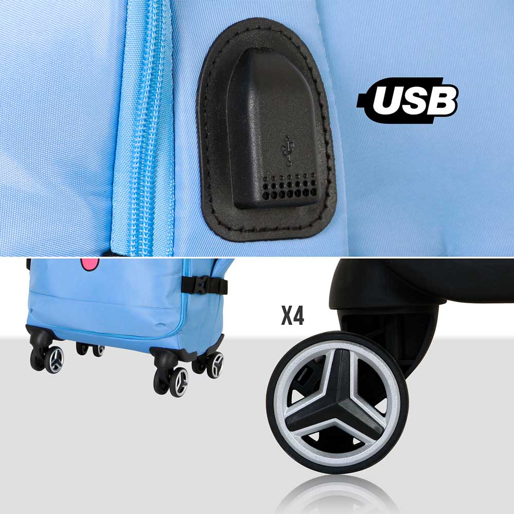 Disney Lilo y Stitch Face-Maleta de Cabina 4 Ruedas, Azul - Imagen 6