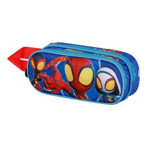 Marvel Spiderman Spinners-Estuche Portatodo 3D Doble, Azul