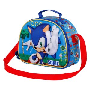 Sonic The Hedgehog Faster-Bolsa Portamerienda 3D, Azul