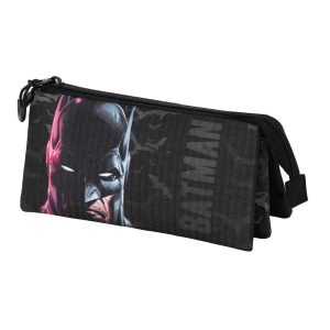 DC Comics Batman Face-Estuche Portatodo Triple, Negro