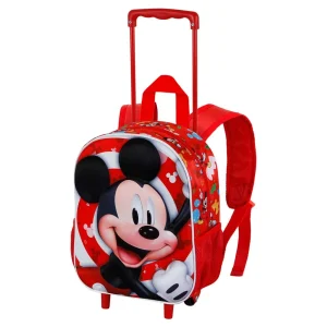 Disney Mickey Mouse Twirl-Mochila 3D con Ruedas Pequeña, Rojo