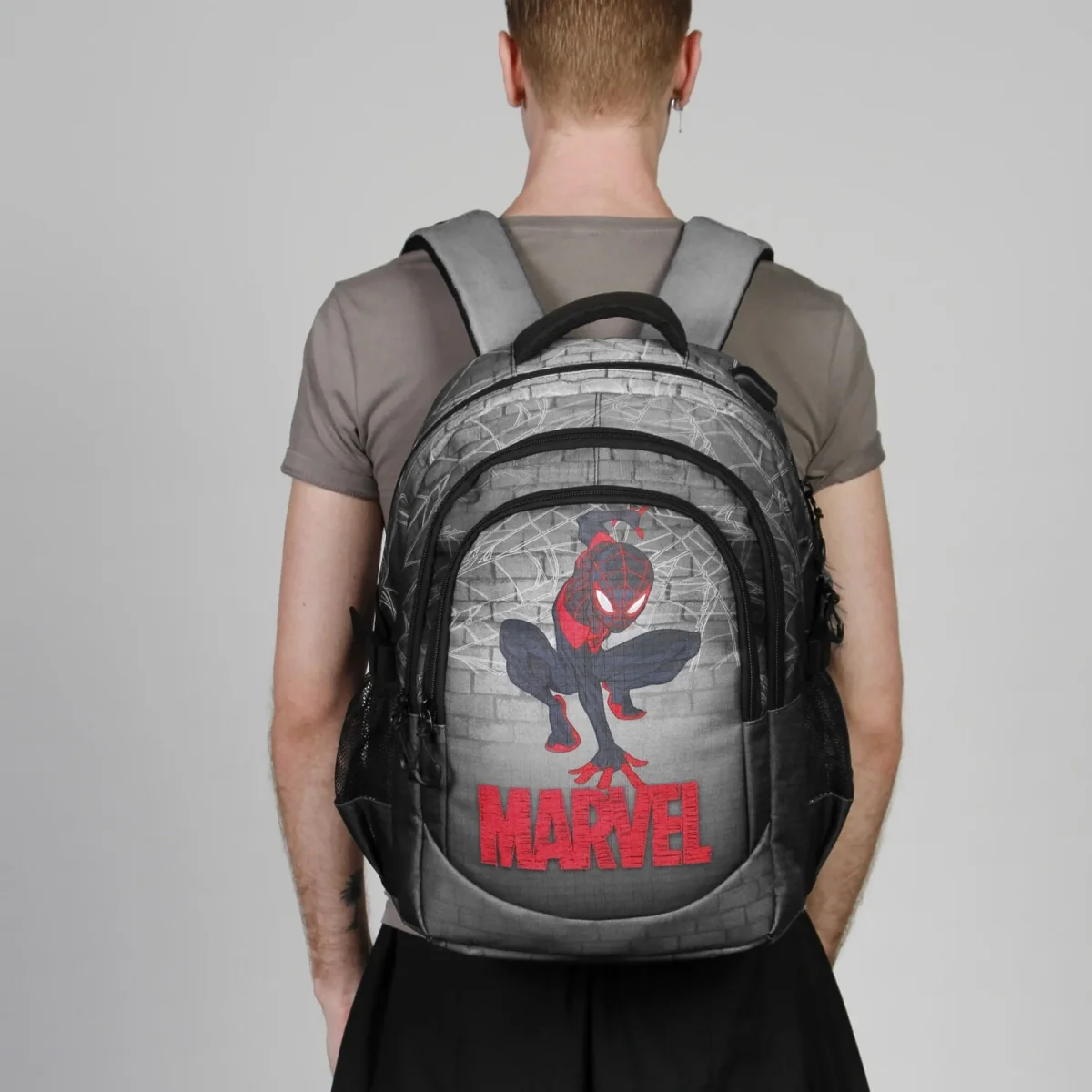 Marvel Spiderman Spin-Mochila Running PLUS, Gris - Imagen 5