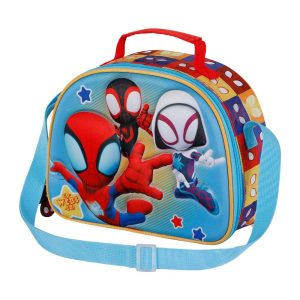 Marvel Spiderman Three-Bolsa Portamerienda 3D, Azul