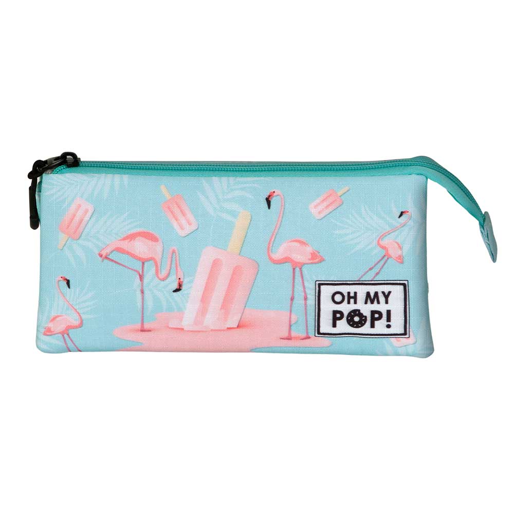 Oh My Pop! Ice Flamingo-Estuche Portatodo Triple, Turquesa - Imagen 3