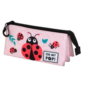 Oh My Pop! Ladybug-Estuche Portatodo Triple, Rosa