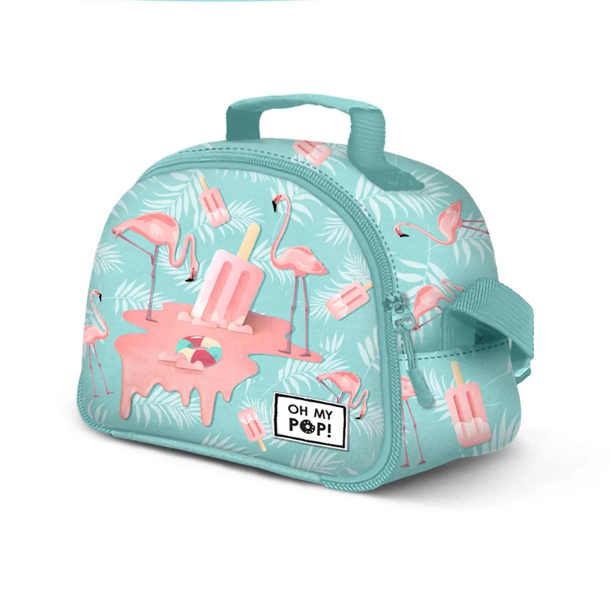 Oh My Pop! Ice Flamingo-Bolsa Portamerienda Thermal Lunch Bag, Turquesa