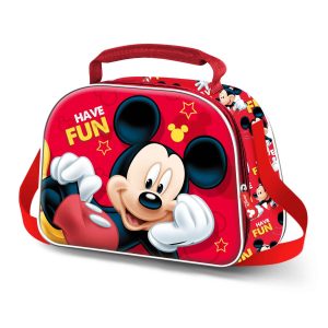 Disney Mickey Mouse Laugh-Bolsa Portamerienda 3D, Rojo