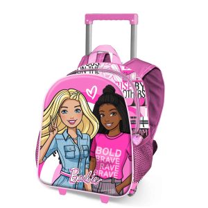 Barbie Brave-Mochila 3D con Ruedas Pequeña, Rosa