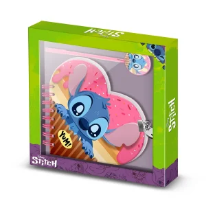 Disney Lilo y Stitch Muffin-Pack de Diario Corazón + Boligrafo, Rosa