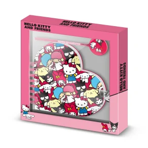 Hello Kitty Friends-Pack de Diario Corazón + Boligrafo, Multicolor