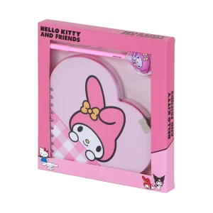 Hello Kitty My Melody Cute-Pack de Diario Corazón + Boligrafo, Rosa
