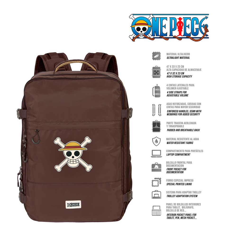 One Piece Skull-Mochila de Viaje Mercury Grande 47x23x33cm, Marrón - Imagen 3