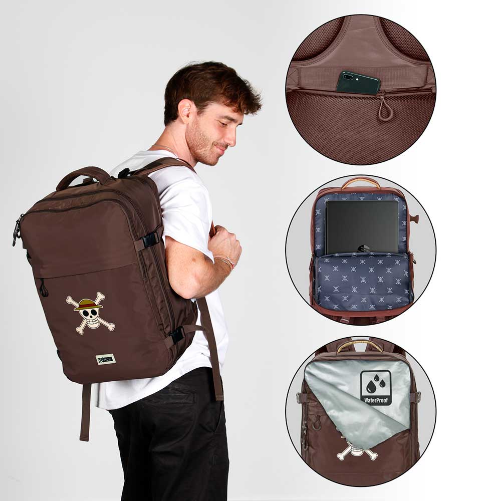 One Piece Skull-Mochila de Viaje Mercury Grande 47x23x33cm, Marrón - Imagen 5