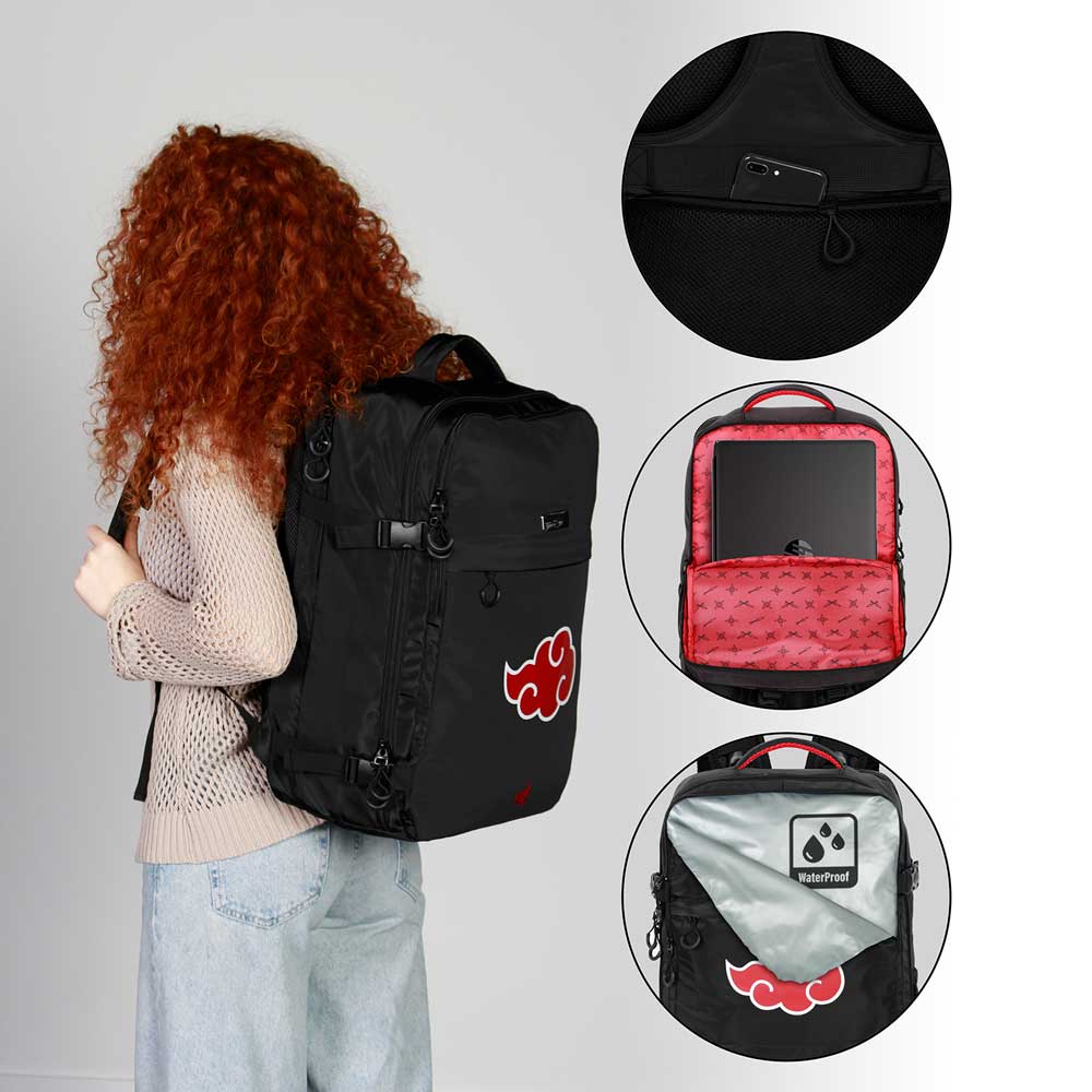 Naruto Clouds-Mochila de Viaje Mercury Grande 47x23x33cm, Negro - Imagen 5