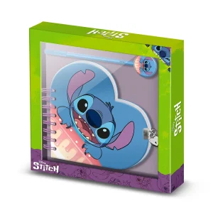 Disney Lilo y Stitch Cake-Pack de Diario Corazón + Boligrafo, Azul