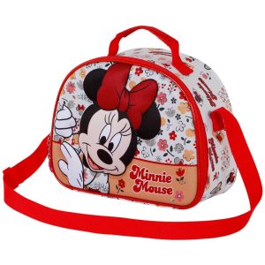 Disney Minnie Mouse Flowered-Bolsa Portamerienda 3D, Rojo