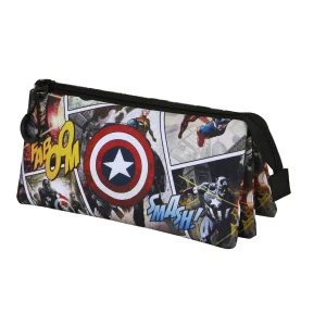 Marvel Capitán América Comic-Estuche Portatodo Triple, Multicolor