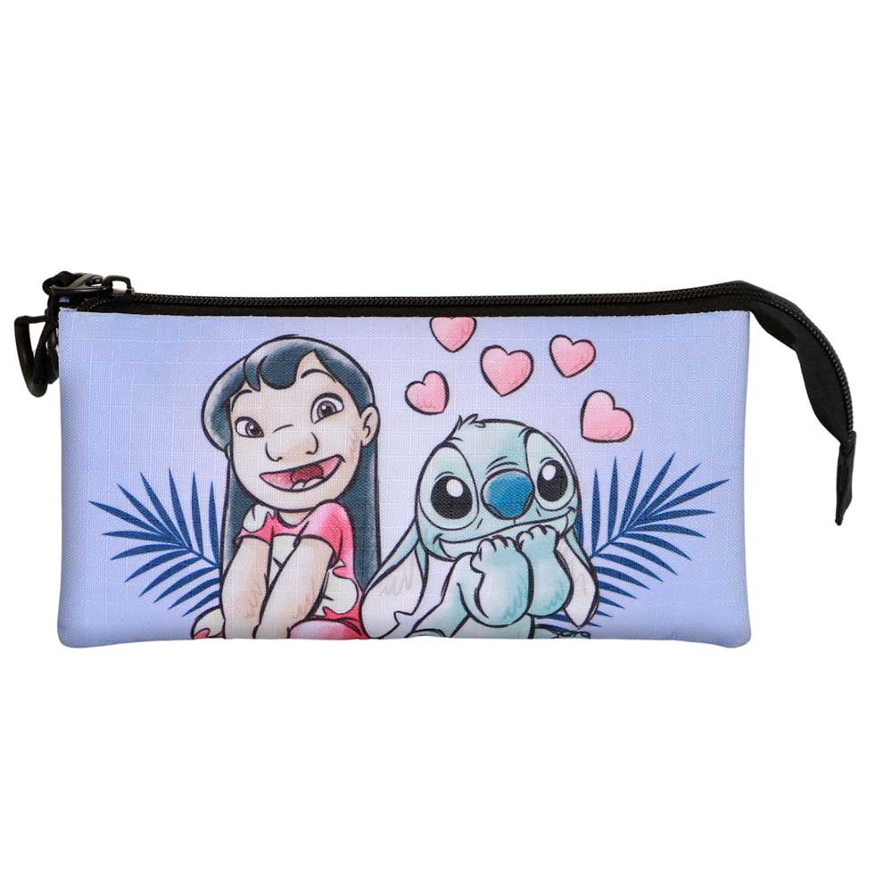 Disney Lilo y Stitch Couple-Estuche Portatodo Triple, Lila - Imagen 3