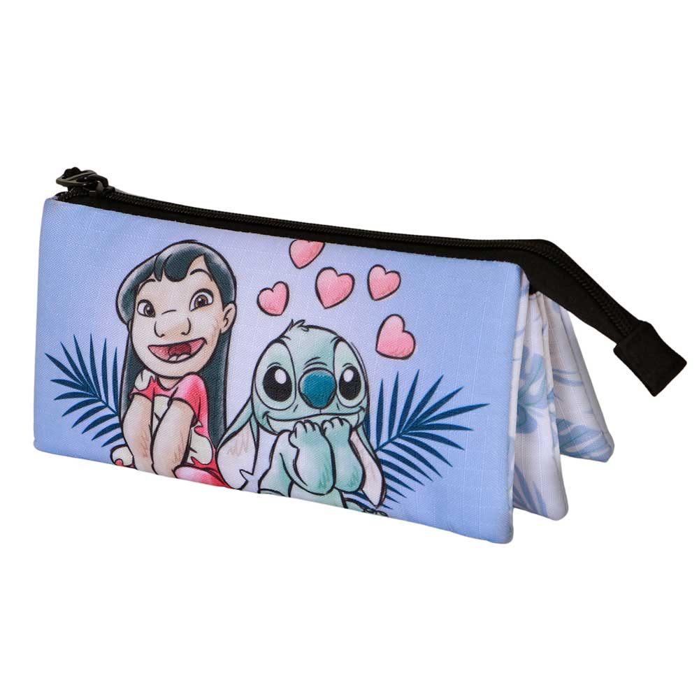Disney Lilo y Stitch Couple-Estuche Portatodo Triple, Lila - Imagen 2