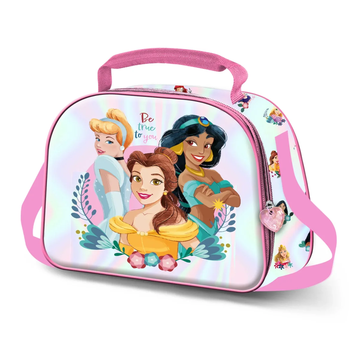 Disney Princesas Floral-Bolsa Portamerienda 3D, Rosa - Imagen 2