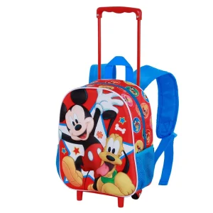 Disney Mickey Mouse Star-Mochila 3D con Ruedas Pequeña, Multicolor