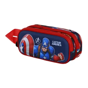Marvel Capitán América Patriot-Estuche Portatodo 3D Doble, Multicolor