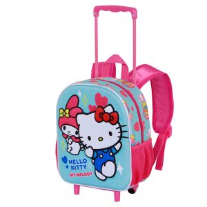 Hello Kitty Friendship-Mochila 3D con Ruedas Pequeña, Azul