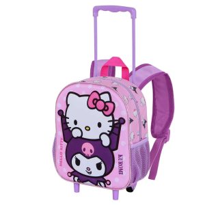 Hello Kitty Playful-Mochila 3D con Ruedas Pequeña, Rosa