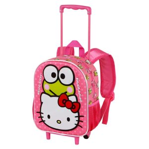 Hello Kitty Funny-Mochila 3D con Ruedas Pequeña, Rosa